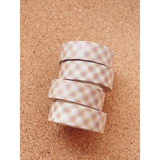 🤎LIGHT BROWN GRID WASHI TAPE วาชิเทป เทป ลายตาราง สีน้ำตาลอ่อน🤎