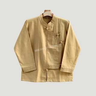 เสื้อผู้ชาย ผ้าฝ้ายชินมัย คอจีนไทลื้อป้าย กระดุมจีนด้นด้ายสลับสีโดนเด่น เนื้อนุ่มมือสวมใส่สยาย งานดีมีเอกลักษณ์เฉพาะตัว