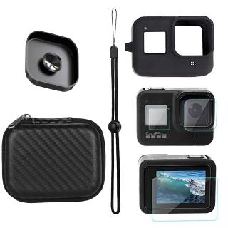 hero 8 เคสซิลิโคนป้องกันเลนส์กระจกนิรภัยสําหรับ gopro hero 8 สีดํา