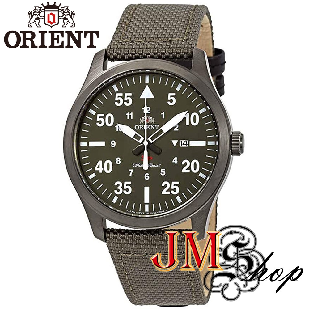Orient Flight Green Dial นาฬิกาข้อมือผู้ชาย สายผ้า รุ่น FUNG2004F (หน้าปัดสีเขียว)