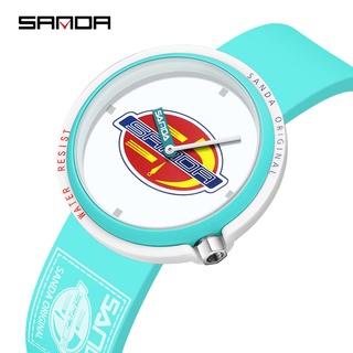 Sanda Pioneer นาฬิกาข้อมือควอทซ์ลําลอง กันน้ํา สีพื้น เรียบง่าย 3202-13