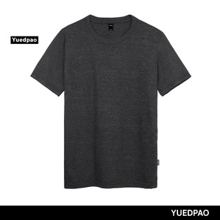 Yuedpao ยอดขาย No.1 รับประกันไม่ย้วย 2 ปี ผ้านุ่ม เสื้อยืดเปล่า เสื้อยืดสีพื้น เสื้อยืดคอกลม_สีเทาดำ