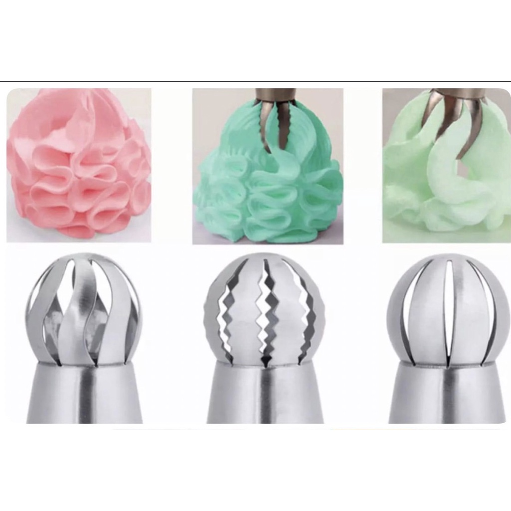 [28] D1-1 หัวบีบครีมรัสเซีย หัวบีบรัสเซียบอล หัวบีบครีมเค้ก หัวบีบคัพเค้ก หัวบีบตกแต่งหน้าขนมเค้ก ผล