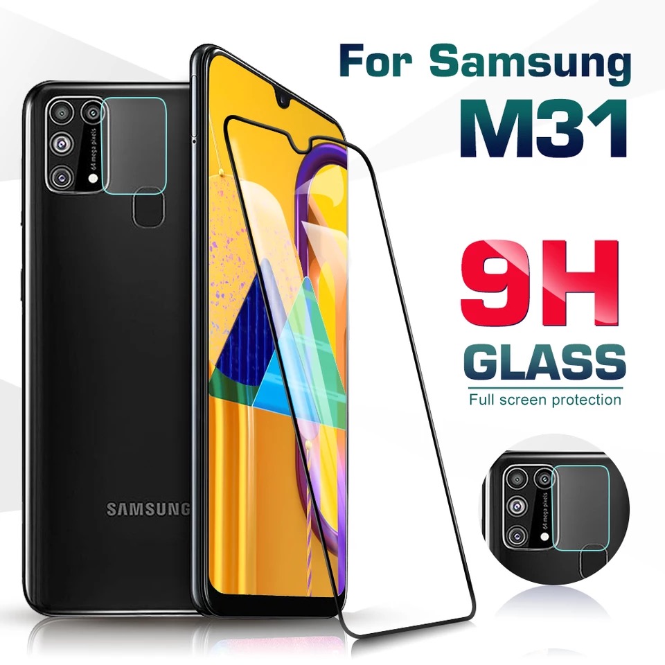 ส่งจากไทย ฟิล์มกระจกนิรภัย For Samsung galaxy M31 ฟิล์มเลนส์กล้อง ฟิล์มกระจกเต็มจอขอบดำ ฟิล์มกันกระแ