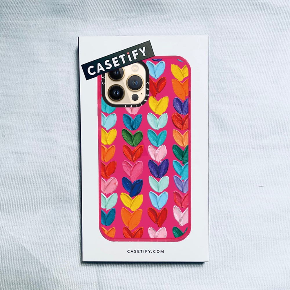 Casetify X เคสนิ่ม ลายหัวใจ สีโรสพิงค์ สําหรับ IPhone 14 13 12 11 Pro MAX Mini XS MAX XR X SE 6 6S 7 8 Plus
