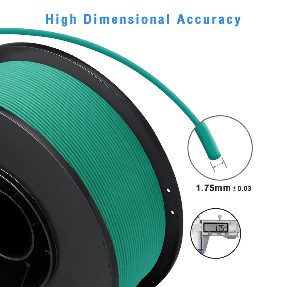 BiNG3D 3D วัสดุการพิมพ์ Filament PLA + เส้นใยพลาสติกเข้ากันได้กับเครื่องพิมพ์ 3D 1.75mm 1kg (สีเขียวคริสต์มาส)