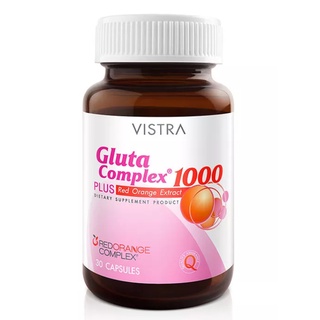 Exp02/2026 VISTRA Gluta Complex 1000 Plus Red Orange Extract วิสทร้า กลูต้า คอมเพล็กซ์ 30เม็ด