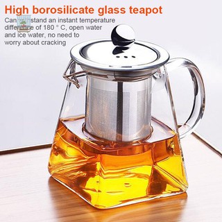 NU Heat Resistant Glass Teapot with Stainless Steel Strainer Filter Infuser Tea Pot 350ml .th