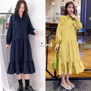 เดรสตัวยาวทรงใส่สบาย ผ้าเนื้อดีVIAND