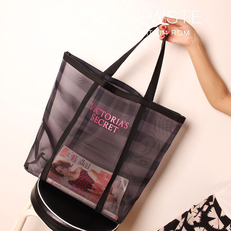 กระเป๋าโท้ต Victorias Secret Net ความจุสูง กระเป๋าสะพายไหล่กันน้ํา