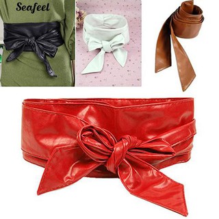 ผู้หญิงหนัง Faux Bowknot Wrap มัดรัดตัว Cinch เอววงดนตรี