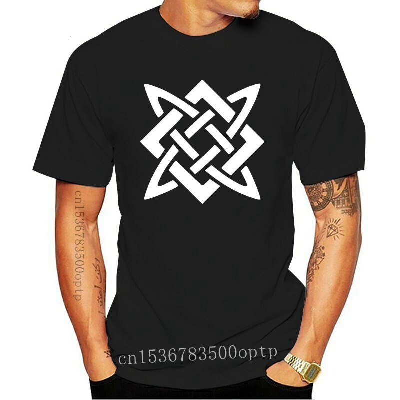 ใหม่ เสื้อเชิ้ต ผ้าฝ้าย ลาย Svarog Slavic God of Fire Symbol สีดํา สีขาว