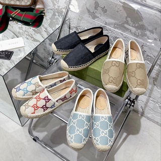 พรี​ Gucci ผู้หญิง Espadrilles รองเท้าผ้าใบรองเท้าหวาย size35-39