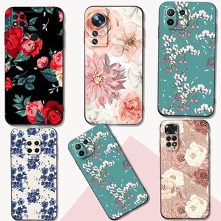 เคสโทรศัพท์มือถือ ซิลิโคนนิ่ม Tpu ลายดอกไม้ สีดํา สําหรับ Xiaomi 12 lite 5G 12S 12X Pro