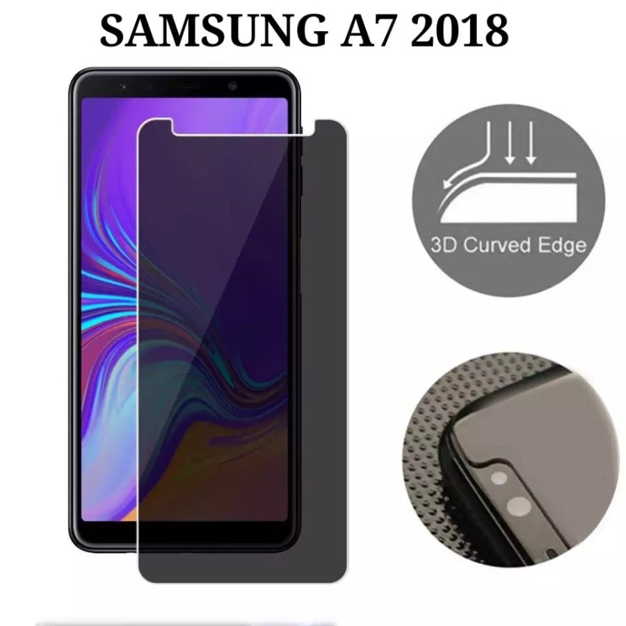 SAMSUNG J6+/SAMSUNG A7 2018/A750 TEMPERED GLASS SPY PRIVACY, SCREEN GUARD DARK SPY