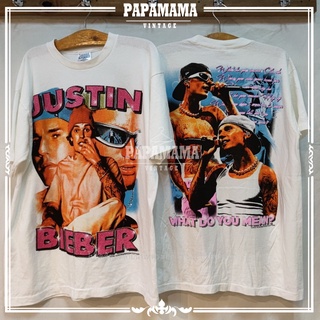 [ Justin Bieber ]Original Bootleg TagHundreds Percent Cotton แท้100% เสื้อวง เสื้อpop เสื้อวินเทจ Papamama Vintage Shirt