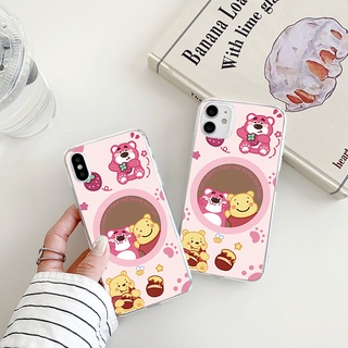 Winnie the Pooh เคสไอโฟน 13 pro max case iPhone 7 8 Plus Se 2020 8พลัส Strawberry Bear 13 12 11 14 pro X Xr Xs Max เคส