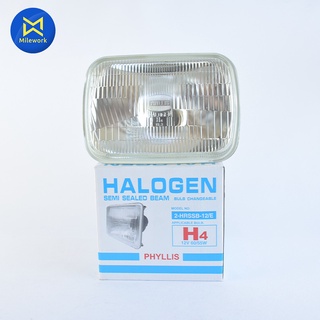 ไฟหน้าเหลี่ยมใหญ่ H4(HALOGEN)เปลี่ยนหลอดได้ PHYLLIS