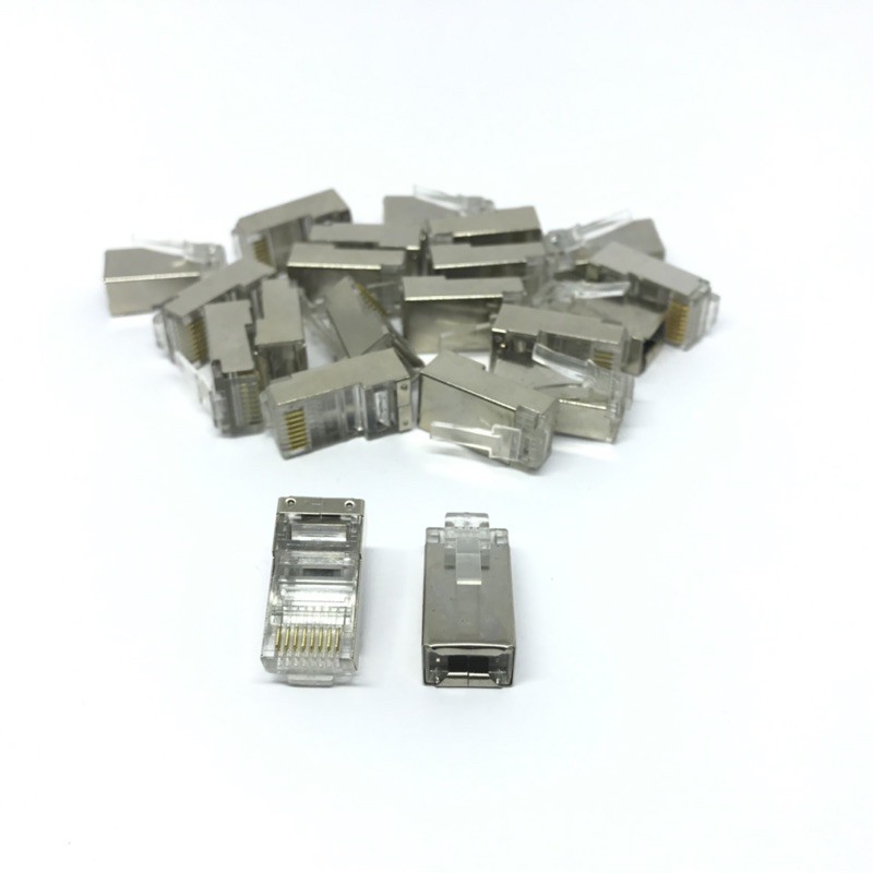 RJ-45 (8 Pin) ผู้-เมีย (ตัวเปลือย,สายดิน,เหล็ก) เเพ๊คละ10ตัว