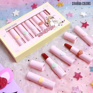 SIVANNA COLORFUL UNICORN MAGIC LIPSTICK COLLECTION รหัสHF4025 (3.8g. x 5แท่ง) ซีเวียนาลิปสติกเนื้อแมท