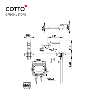 COTTO ก๊อกเดี่ยวอ่างล้างหน้าอัตโนมัติสแตนเลส (แบบใช้แบตเตอร์รี่) รุ่น ออโต้เมติก ฟอร์เซ็ต CT4924DC#SA