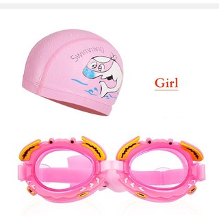 ชุดอุปกรณ์ แว่นว่ายน้ำ สำหรับเด็ก Swim Goggles Set for Kids มีหมวกว่ายน้ำ + แว่นว่ายน้ำ ครบชุด