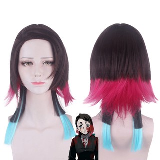 [Fantasy Dragon Store] Anime Demon Slayer Kimetsu no Yaiba Enmu Short Wig Cosplay Wig Hair Demon Slayer Costume Womens