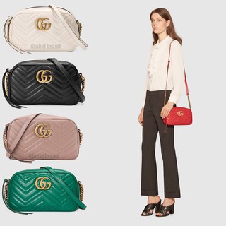 GG Marmont กระเป๋าสะพายผ้าเล็กกุชชี่มินิกระเป๋าสะพายโซ่ผู้หญิงกระเป๋า 447632