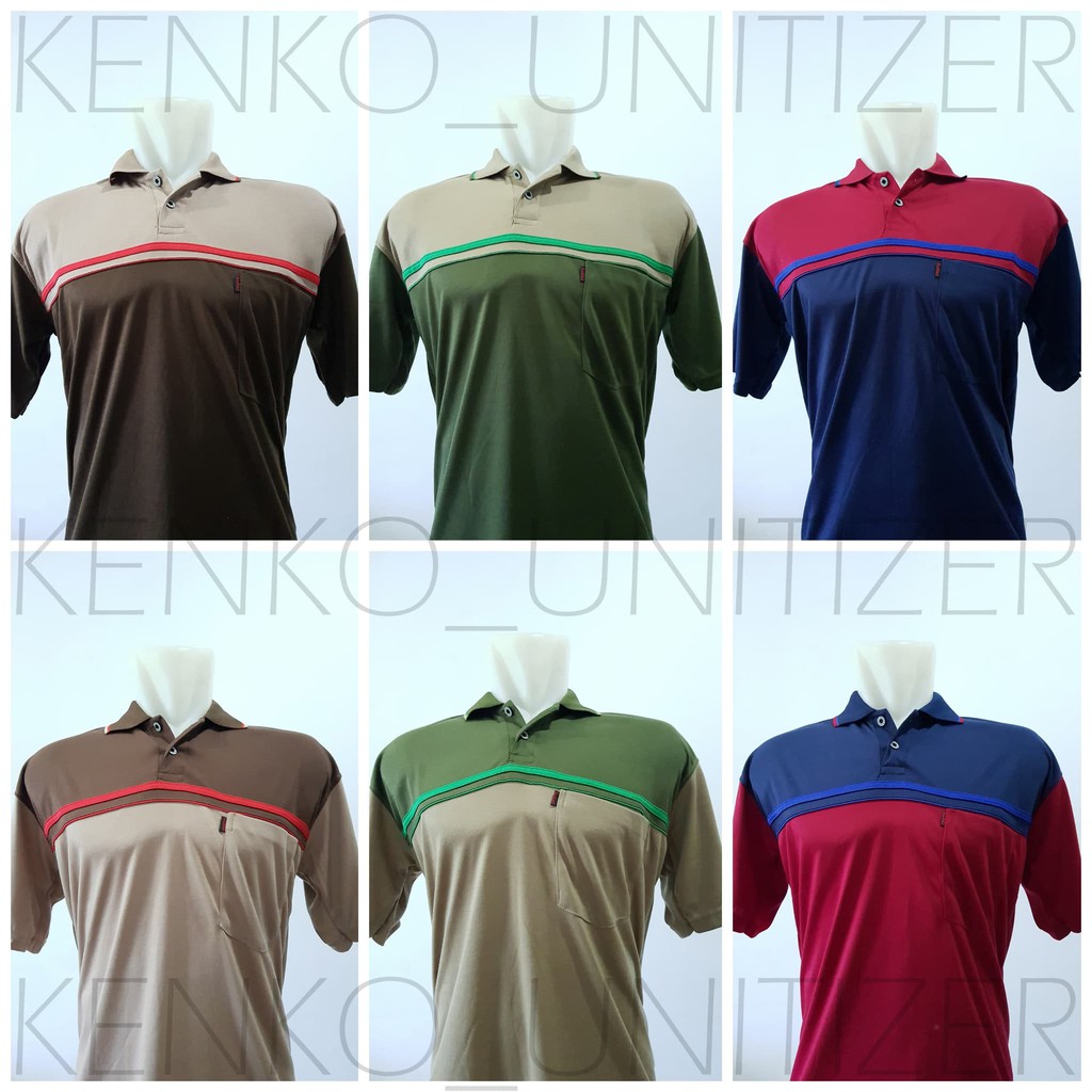 KENKO DN01 ( XL ) เสื้อโปโลผู้ชาย / เสื้อคอปก / เสื้อ Wangki รวมกระเป๋าสั้นผู้ใหญ่ PE DK 40s