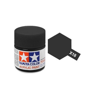 สีสูตรน้ำ TAMIYA X-18 Semi-Gloss Black (10 ml)