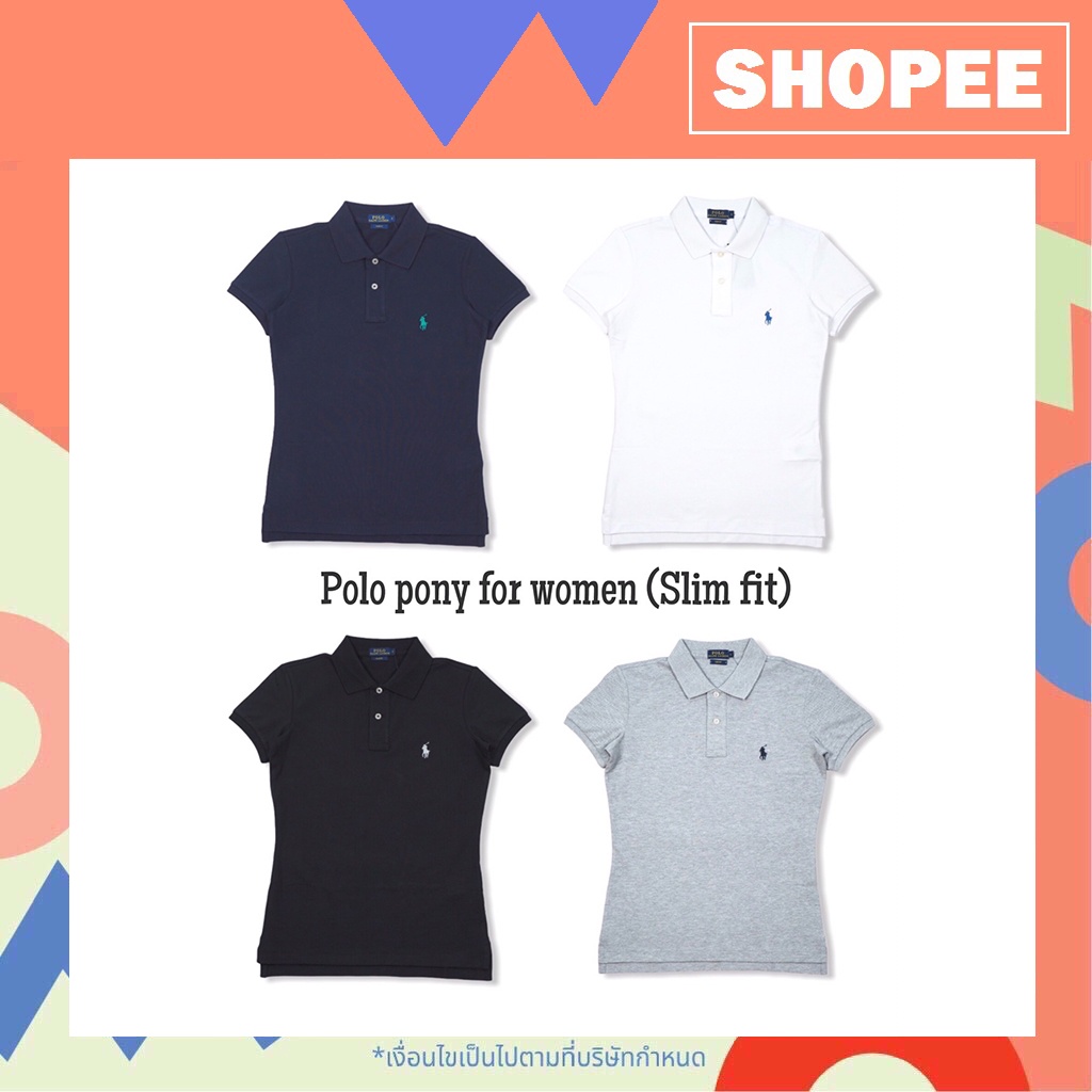 (เสื้อโปโลผู้หญิง) Ralph lauren pony mesh polo (women Slim Fit) ของแท้ 💯