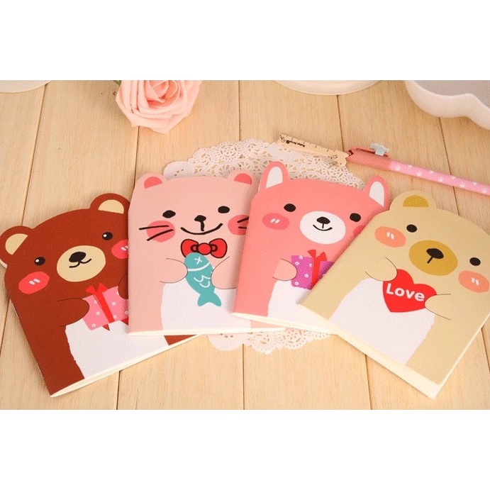 Notebooks & Notepads 4 บาท สมุดโน้ตการ์ตูนหมี ขนาดน่ารัก พกพาสะดวกพร้อมบันทึกไดอารี่ Stationery