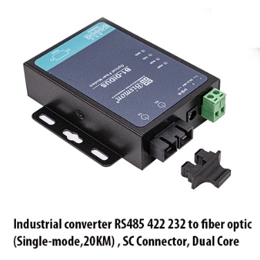 Industrial  RS485 422 232 to fiber optic (Single-mode,20KM), SC Connector, Dual Core