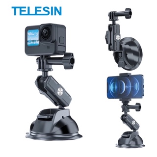 TELESIN Car Phone Holder Suction Cup 360° Adjustable 1/4 Standard Adapter For GoPro 11 10 9 Insta360 Osmo Action Phone