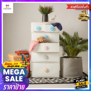 ตู้ลิ้นชัก 5 ชั้น STACKO D10 56x45x112 ซม. สีขาว5-TIER DRAWER UNIT STACKO D10 56X45X112CM WHITE