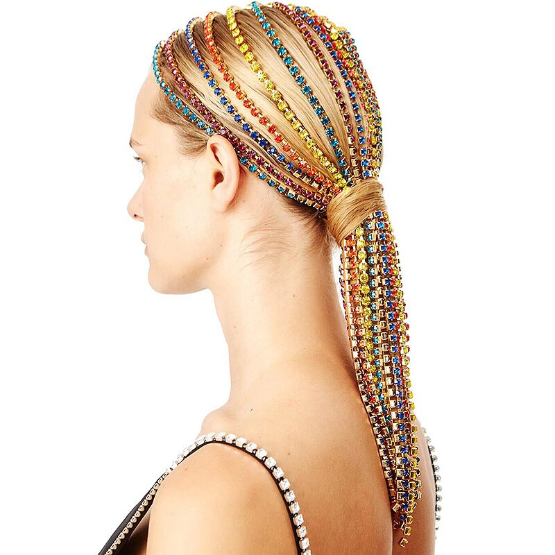 StoneFans Trendy Rhinestone Hair Accessories Chain for Women Jewelry ...