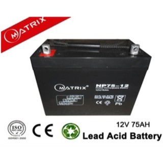 MATRIX แบตเตอรี่ เครื่องสำรองไฟ Battery 12V 75Ah DEEP CYCLE Gel for Solar Cell รุ่น BT024