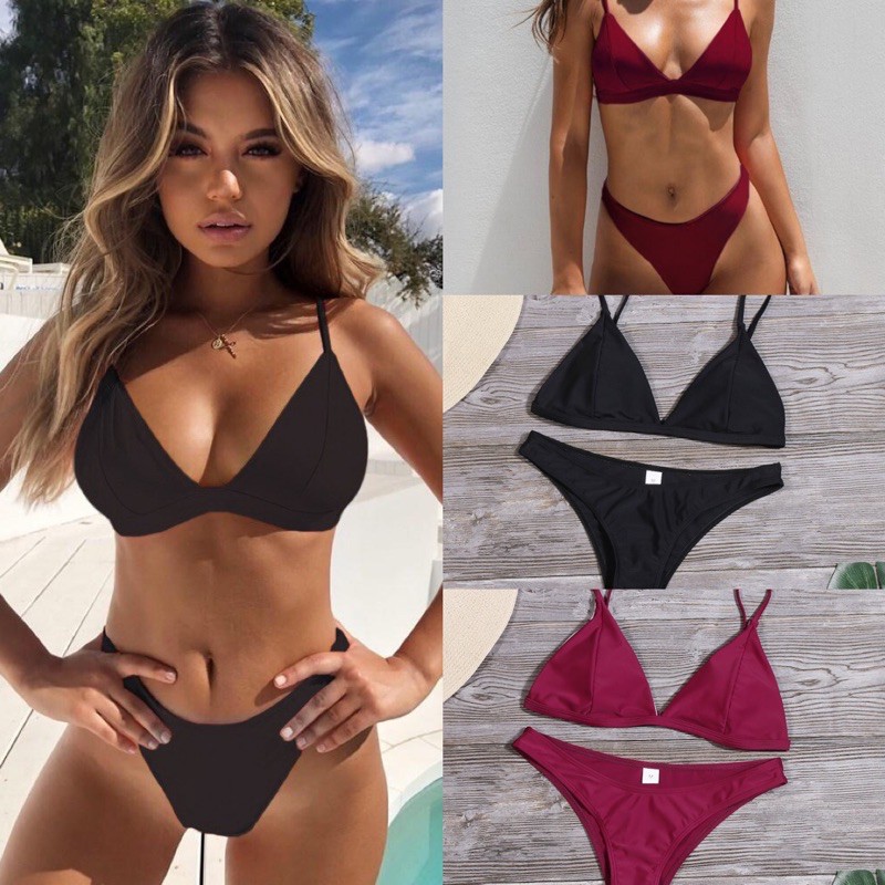 🌴พร้อมส่ง👙 บิกินี่สายฝอ ชุดว่ายน้ำแซ่บ ทูพีช Bikini