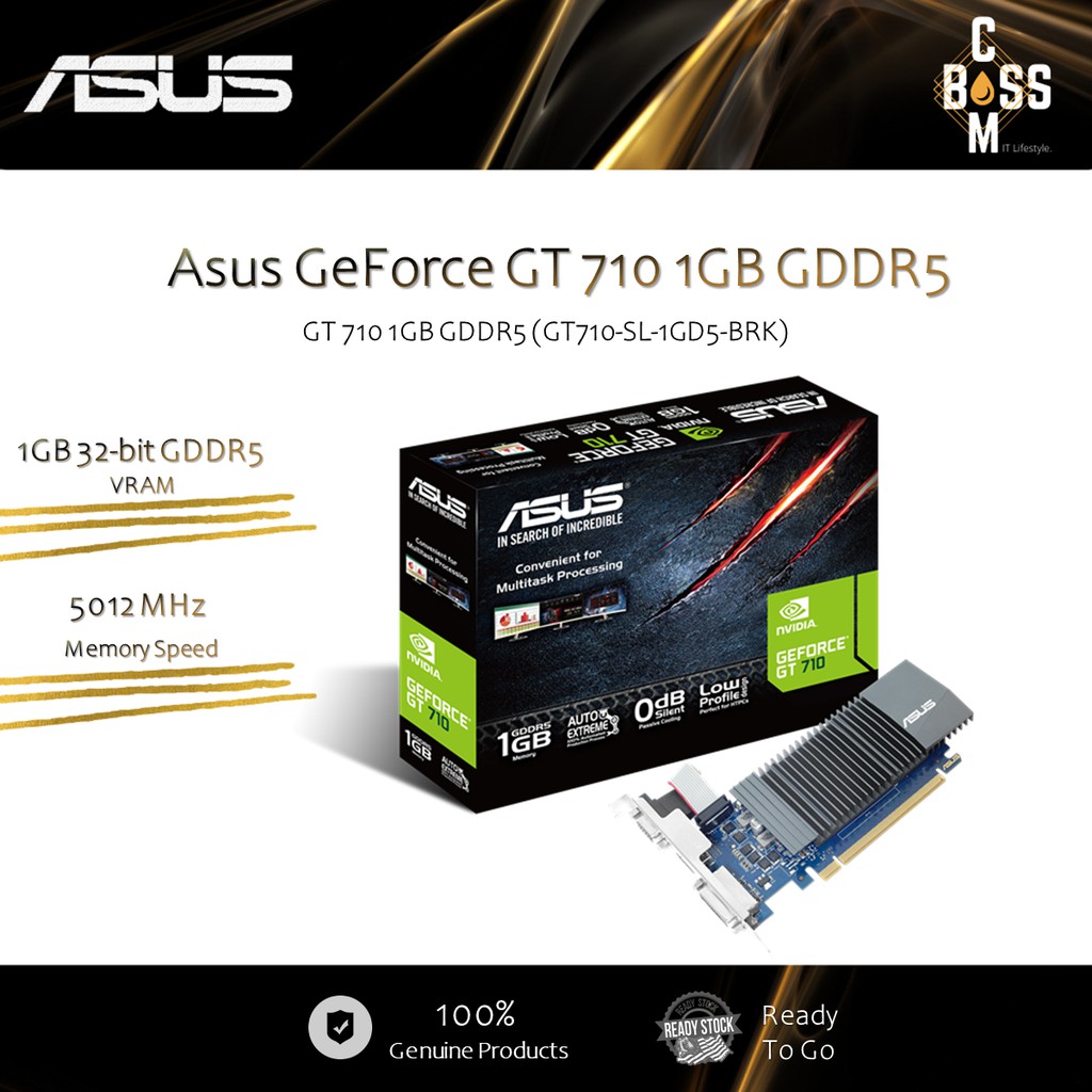 กราฟิกการ์ด Asus GeForce GT 710 1GB GDDR5 (GT710-SL-1GD5-BRK)