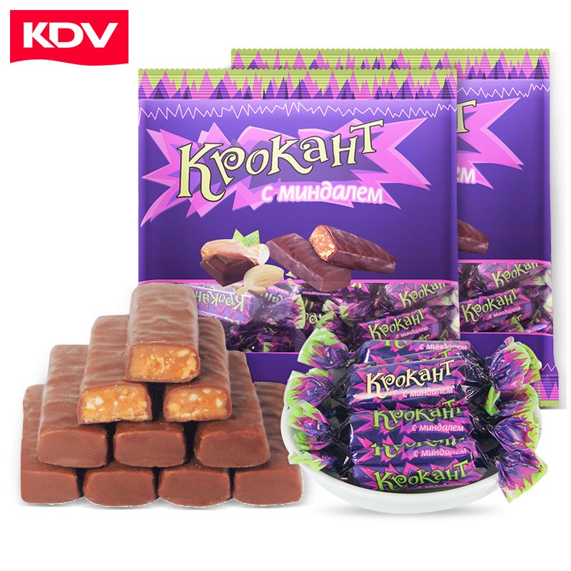 KDV Russia Original Purple Sugar Peanut Chocolate Filling Candy ลูกอม