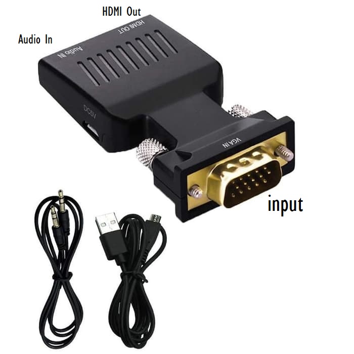 ใหม่ VGA เป็น HDMI พร้อมตัวแปลงเสียง - ตัวแปลงดองเกิลตัวผู้เป็น HDMI ตัวเมีย