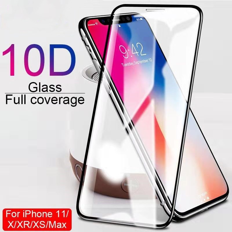 10D คลุมทั้งหมดกระจกกันรอยหน้าจอ IPhone 7 8 Plus X XR XS Max 11 11pro 11promax 12 12pro 12promax 13 13Pro 13promaxป้องกันกระจกสีดำและสีขาว Ds55
