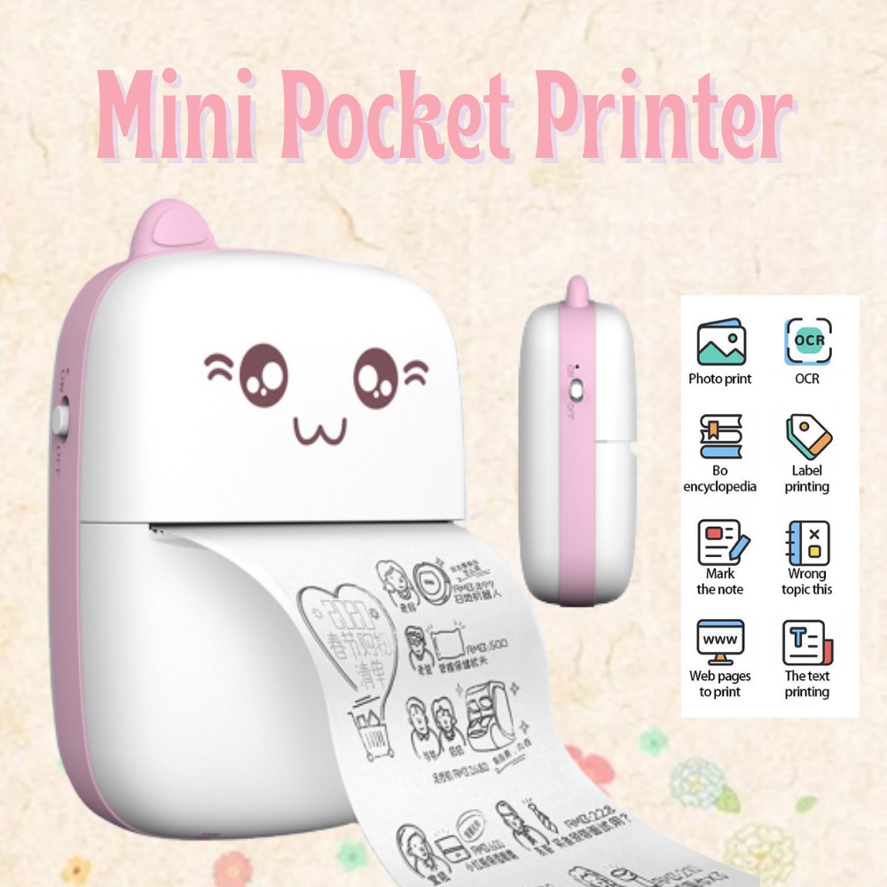 Mini Pocket Printer เครื่องปริ้นแบบพกพา เครื่องปริ้นไร้หมึก (พร้อมส่ง)