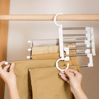 OMUDA_SHOP ไม้แขวน ไม้แขวนกางเกง 5 ชั้น ไม้แขวนสแตนเลส Pant racks stainless steel linhaomall