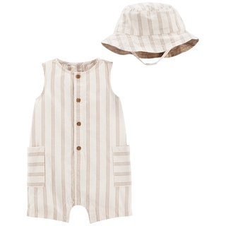 Carters Romper Suit+Hat 2Pc Tan L8 คาร์เตอร์เสื้อผ้าชุดเต็มตัวแขนกุดพร้อมหมวก