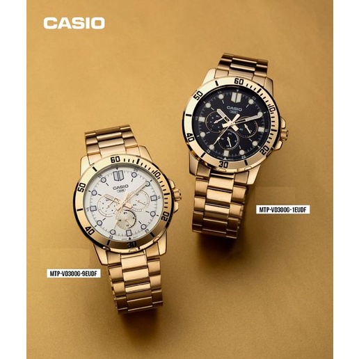 นาฬิกา Casio รุ่น MTP-VD300G นาฬิกาผู้ชายสายแสตนเลสสีทอง หน้าปัด 3 วง รุ่นใหม่ล่าสุด - ของแท้ 100% รับประกันสินค้า 1 ปี