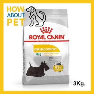 อาหารสุนัข Royal Canin Mini Dermacomfort อาหารสุนัขเล็ก มินิ อาหารสุนัขผิวแพ้ง่าย แบบเม็ด อายุ 10 เดือนขึ้นไป 3กก.(1ถุง)