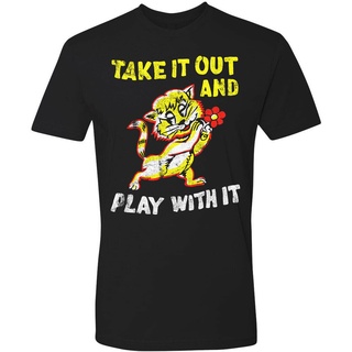 เสื้อท็อป ผ้าฝ้าย พิมพ์ลายแมว 70S Take It Out Play With Cat แฟชั่นฤดูร้อนS-5XL