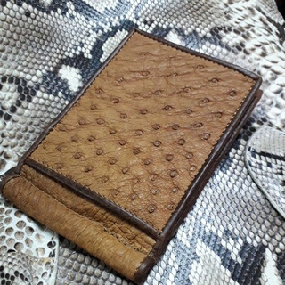 ostrich  skin  tan money clip  wallet super grade tan linning