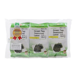 ซีเฟรนด์สาหร่ายแผ่นเล็กปรุงรสรสชาเขียว 5กรัม แพค 3 Sea Friends Seasoned Small Seaweed Green Tea 5g.Pack 3